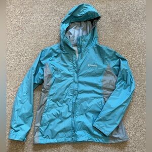 Columbia Aqua and Gray Raincoat Jacket